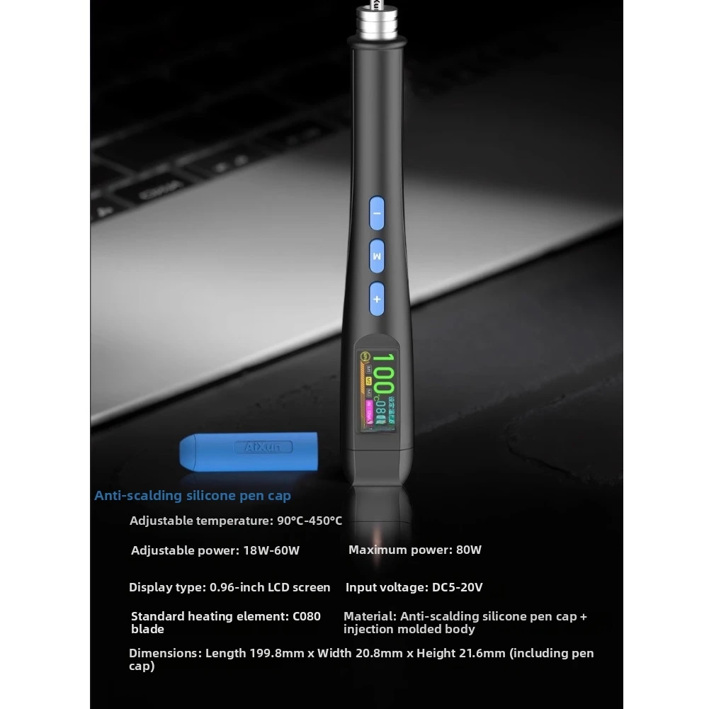 T208 Digital Temperature Controlled Soldering Iron with 0.96 Inch LCD Screen and Energy-Saving Auto Sleep Function
T208 Digital Temperature Controlled Soldering Iron with 0.96 Inch LCD Screen and Energy-Saving Auto Sleep Function