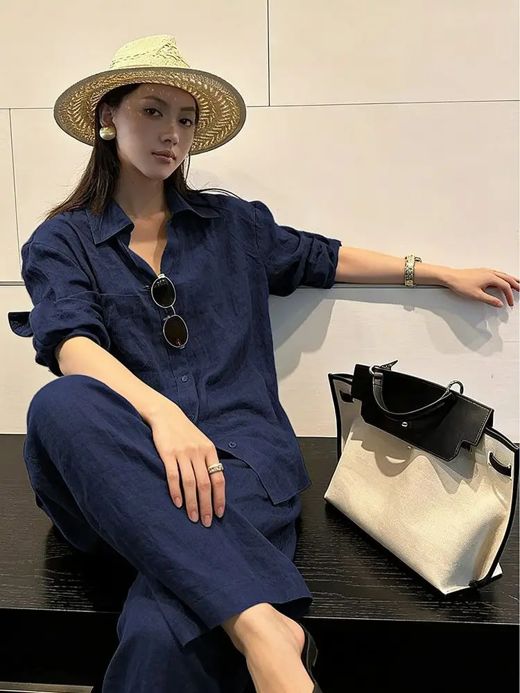 Ladies Casual Style Cotton Linen Blend Shirt And Pants Set Summer Anti-Uv Lightweight Breathable Comfortable Two-Piece Outfit
Ladies Casual Style Cotton Linen Blend Shirt And Pants Set Summer Anti-Uv Lightweight Breathable Comfortable Two-Piece Outfit