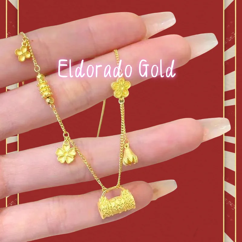 AU999 24K Gold Clover Tassel Lock Bag Necklace, Ethnic Style Women's Accessories Talisman Safety Lock Set JewelryValentine's Day
AU999 24K Gold Clover Tassel Lock Bag Necklace, Ethnic Style Women's Accessories Talisman Safety Lock Set JewelryValentine's Day