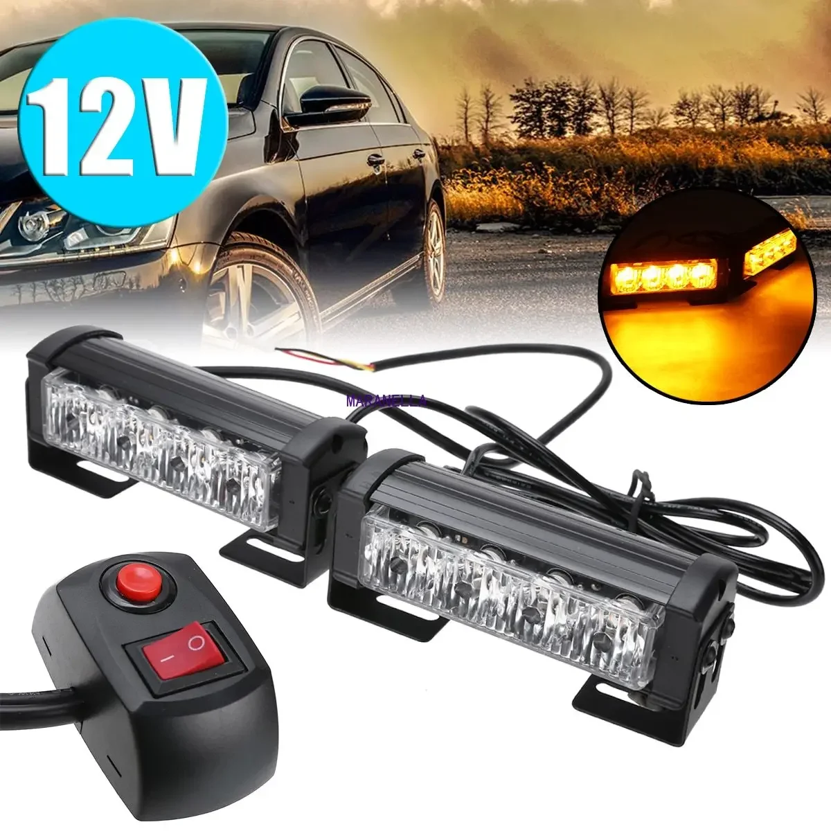 2Pcs 12V 4LED 4W Emergency Amber Warning Hazard Flash Strobe Grill Light Bar Signal Lights for Car Truck
2Pcs 12V 4LED 4W Emergency Amber Warning Hazard Flash Strobe Grill Light Bar Signal Lights for Car Truck