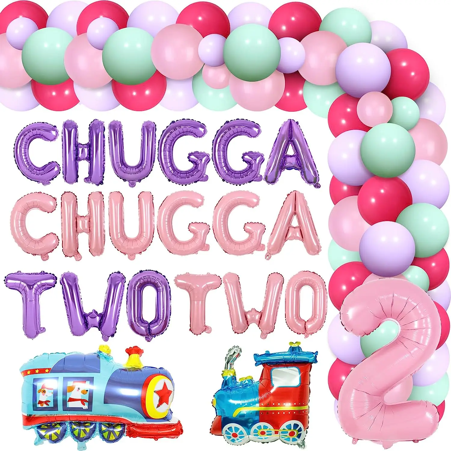 Sursurprise-Balloon Garland Kit for Girls, Pink and Purple, Chugga Chugga, 2 Birthday Party Decorations, Train Themed, 2nd Birth
Sursurprise-Balloon Garland Kit for Girls, Pink and Purple, Chugga Chugga, 2 Birthday Party Decorations, Train Themed, 2nd Birth