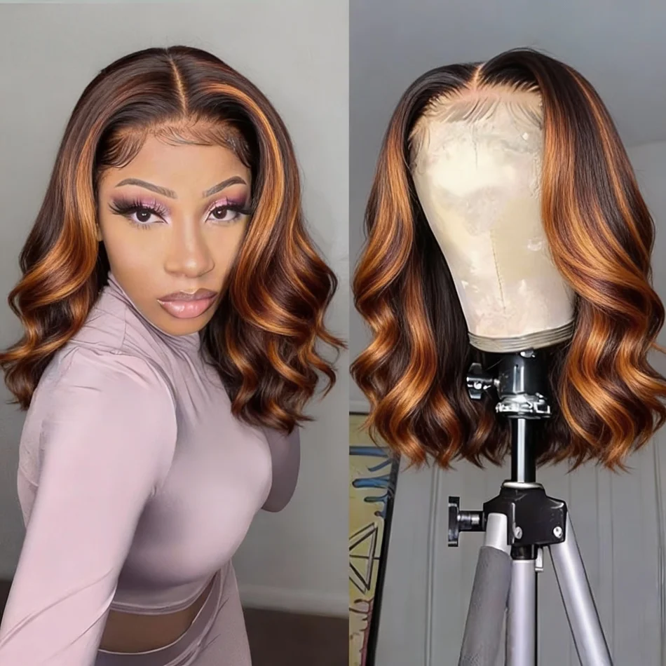 Upgraded P4350 Ginger With Brown Highlight Body Wave Short Bob Wigs 13x4 HD Lace Human Hair Wig Pre Plucked Glueless Wig
Upgraded P4350 Ginger With Brown Highlight Body Wave Short Bob Wigs 13x4 HD Lace Human Hair Wig Pre Plucked Glueless Wig