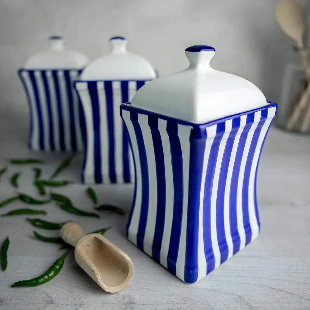 Handcrafted Navy Blue Stripe 31.5oz Kitchen Storage Jars Set of 3
Handcrafted Navy Blue Stripe 31.5oz Kitchen Storage Jars Set of 3