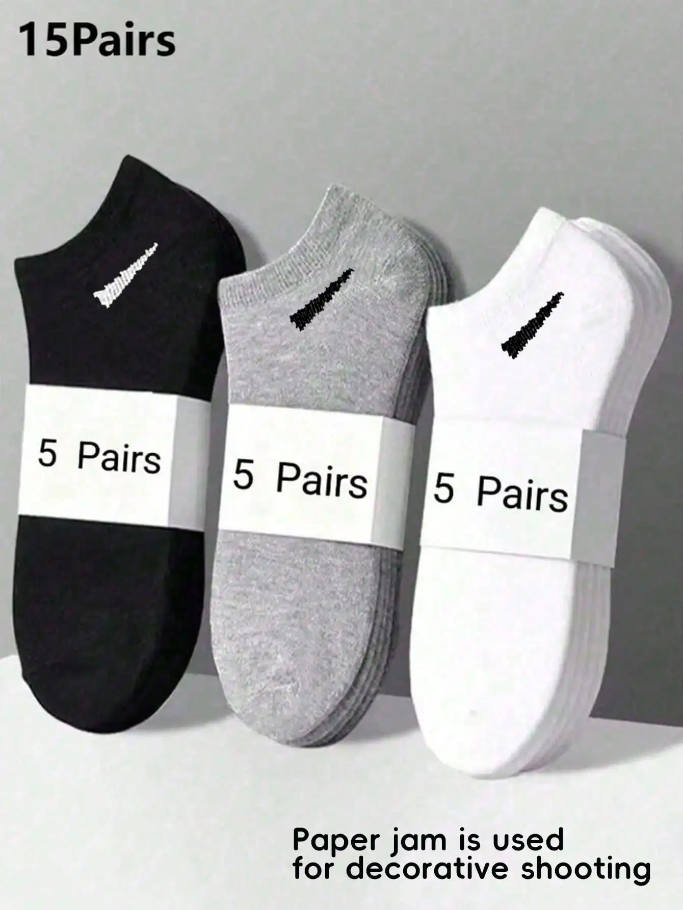 15 pairs of unisex versatile short socks, simple daily style, available in white/black/grey, suitable for daily wear
15 pairs of unisex versatile short socks, simple daily style, available in white/black/grey, suitable for daily wear