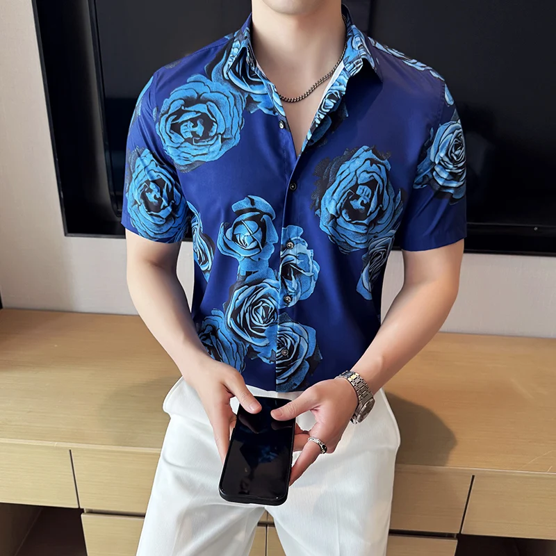 Men Printed Shirt Summer Fashion Ice Silk Short Sleeve Men's Social Shirts Slim Fit Casual Floral Blouse Homme Plus Size 4XL-M
Men Printed Shirt Summer Fashion Ice Silk Short Sleeve Men's Social Shirts Slim Fit Casual Floral Blouse Homme Plus Size 4XL-M