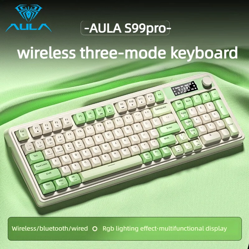 AULA S99 pro Gaming Keyboard - Bluetooth Wireless RGB Backlight Three Mode Ergonomic Design for Office And PC Gamer Accessories
AULA S99 pro Gaming Keyboard - Bluetooth Wireless RGB Backlight Three Mode Ergonomic Design for Office And PC Gamer Accessories