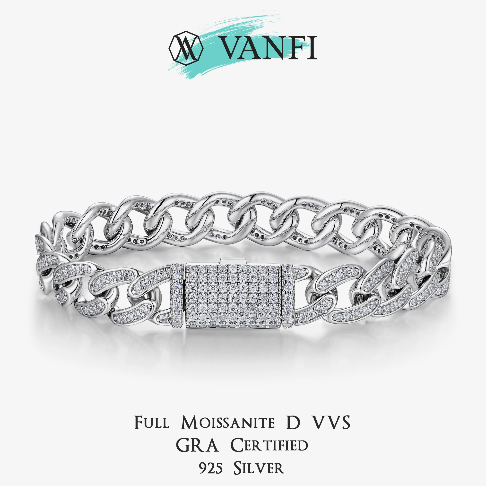 KFVANFI Certified Moissanite Men's Bracelet Cuban Chain 925 Sterling Silver Plated White Gold Vintage Chain Luxury Jewelry
KFVANFI Certified Moissanite Men's Bracelet Cuban Chain 925 Sterling Silver Plated White Gold Vintage Chain Luxury Jewelry