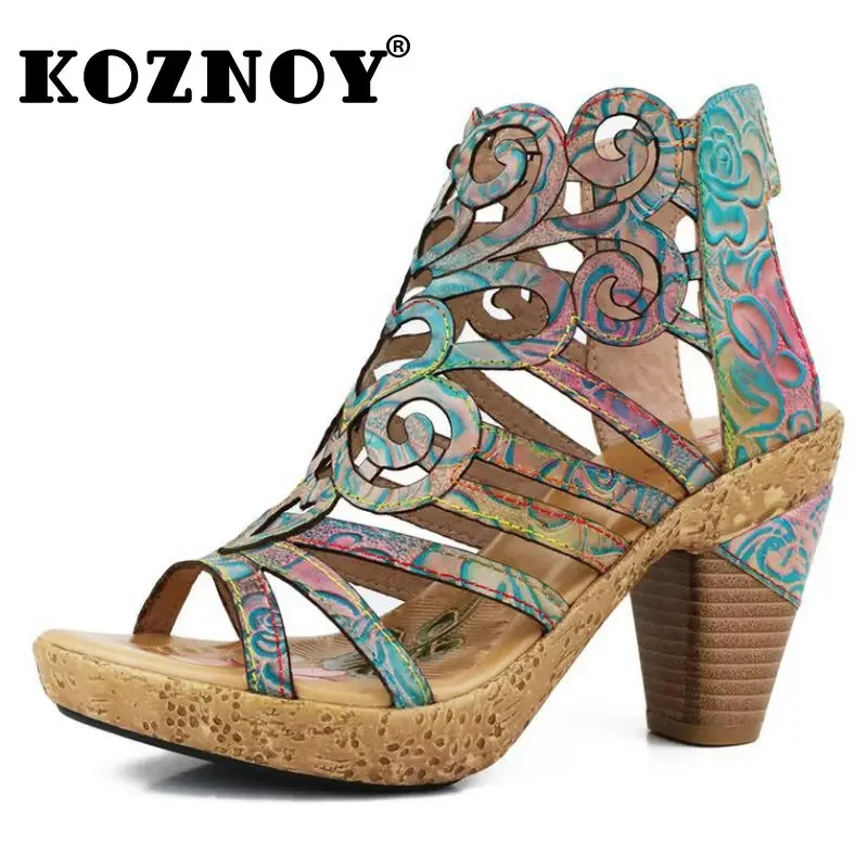 Koznoy Women Genuine Leather Chunky Heels Print Hollow Ladies Big Size Moccasins Sandals 7cm Ethnic Cow Summer Females Shoes
Koznoy Women Genuine Leather Chunky Heels Print Hollow Ladies Big Size Moccasins Sandals 7cm Ethnic Cow Summer Females Shoes