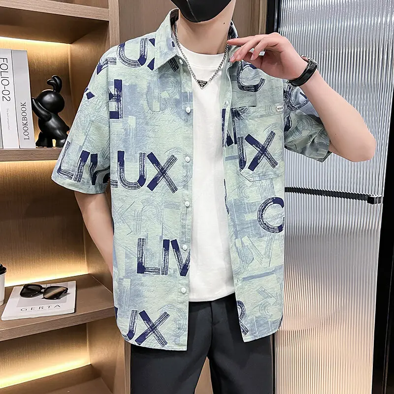 2025 summer new men's high-quality pure cotton letter printed short sleeved shirt Korean version cool and thin shirt
2025 summer new men's high-quality pure cotton letter printed short sleeved shirt Korean version cool and thin shirt