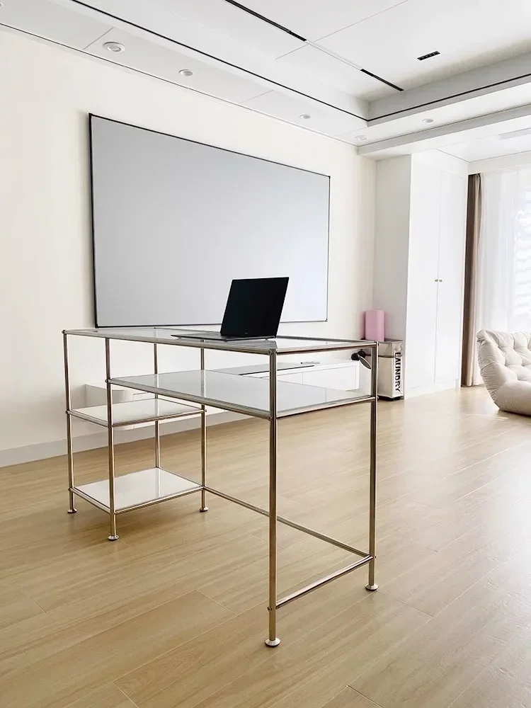 Nordic glass desk household rectangular workbench metal stainless steel office computer desk work table study table
Nordic glass desk household rectangular workbench metal stainless steel office computer desk work table study table
