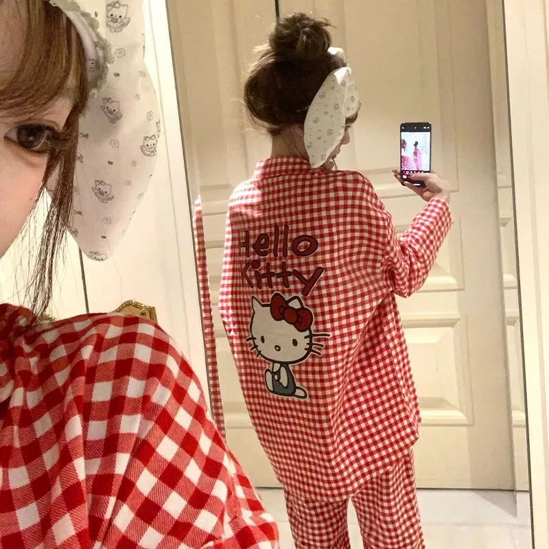 Spring and Autumn New Sanrio Hello Kitty Cartoon Cute Pure Cotton Home Clothing Set Ins High-value Creative Pajamas Set
Spring and Autumn New Sanrio Hello Kitty Cartoon Cute Pure Cotton Home Clothing Set Ins High-value Creative Pajamas Set