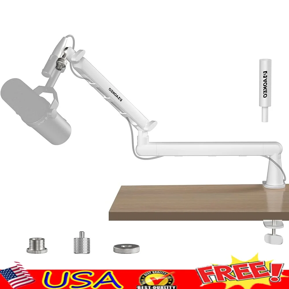 Adjustable Microphone Boom Arm Stand Blue Yeti Snowball iCE HyperX Low Profile Desk Mount with 360° Rotation and Noise-Free
Adjustable Microphone Boom Arm Stand Blue Yeti Snowball iCE HyperX Low Profile Desk Mount with 360° Rotation and Noise-Free