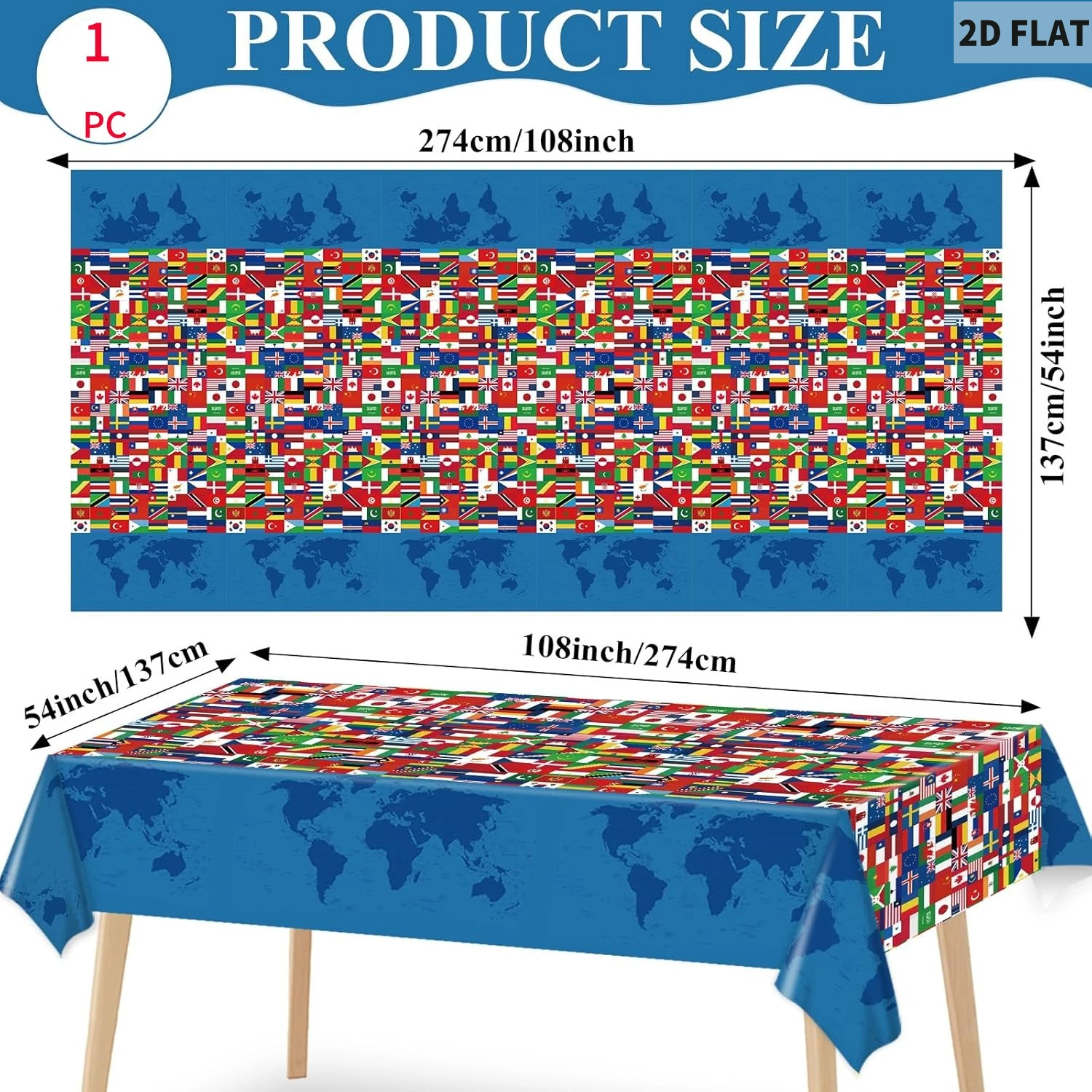 1pc 2D FLAT International Flag Tablecover World Flag Party Tablecloth Decorations, Table Covers Birthday Party Events Decor
1pc 2D FLAT International Flag Tablecover World Flag Party Tablecloth Decorations, Table Covers Birthday Party Events Decor