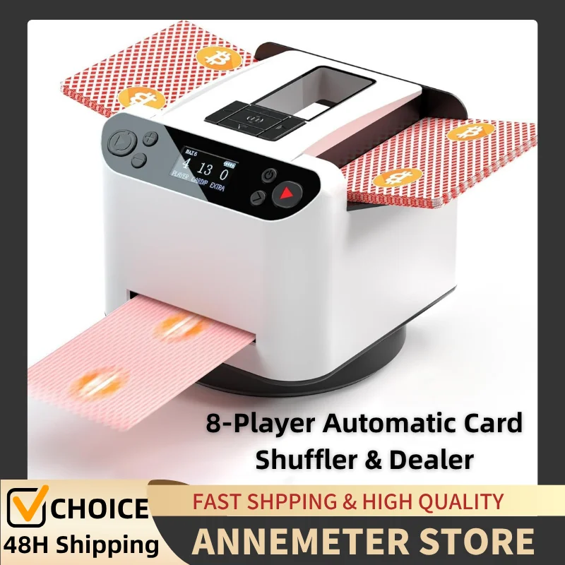 Automatic Card Shuffler and Dealer, 360° Rotating Card Shuffler, 2-Deck Card Dealer Machine, 1-8 Players for UNO Texas Hold'em
Automatic Card Shuffler and Dealer, 360° Rotating Card Shuffler, 2-Deck Card Dealer Machine, 1-8 Players for UNO Texas Hold'em