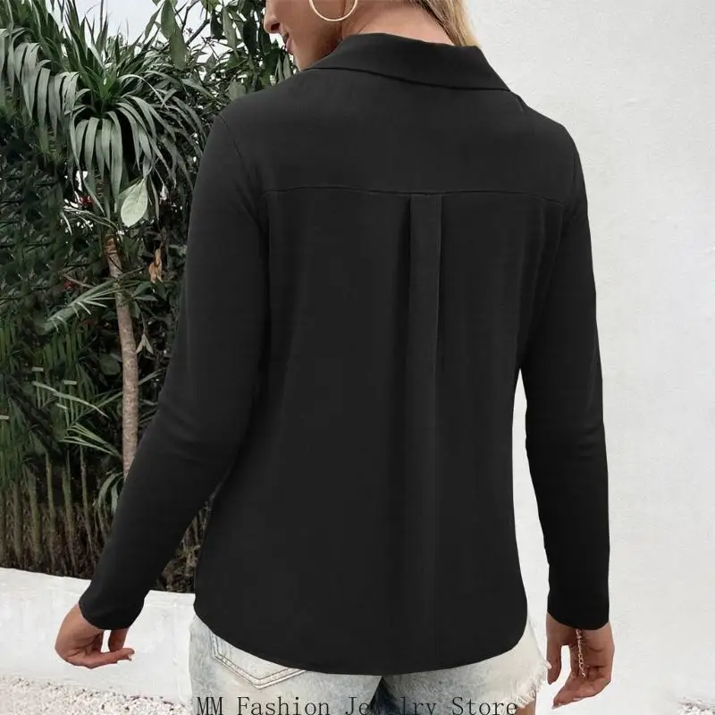 Женские рубашки на пуговицах с длинным рукавом, однотонные офисные офисные блузки с V-образным вырезом, повседневные деловые
Женские рубашки на пуговицах с длинным рукавом, однотонные офисные офисные блузки с V-образным вырезом, повседневные деловые