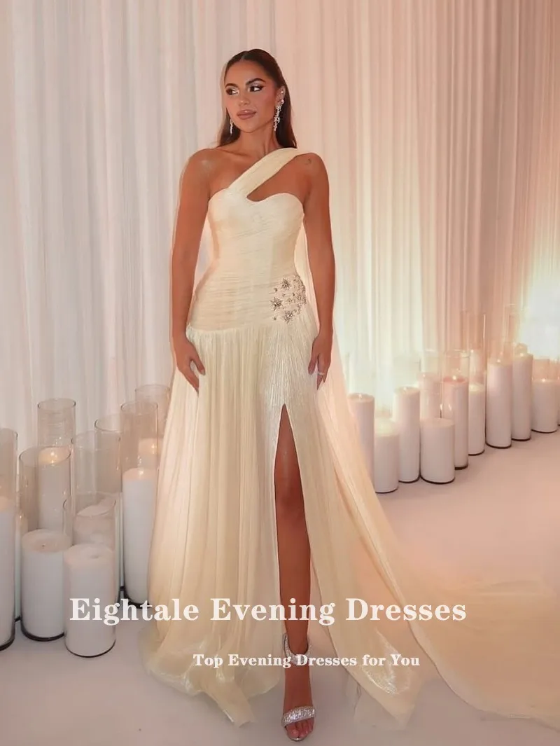 Eightale Evening Dresses One Shoulder Pleats Beaded Side Slit Customized Floor Length Mermaid Prom Party Gown vestido de fiesta
Eightale Evening Dresses One Shoulder Pleats Beaded Side Slit Customized Floor Length Mermaid Prom Party Gown vestido de fiesta