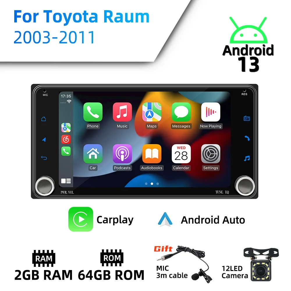 2Din Android Radio 7" Screen Stereo Wireless Carplay Autoradio Car Multimedia for Toyota Raum 2003-2011 Head Unit GPS Navigation
2Din Android Radio 7" Screen Stereo Wireless Carplay Autoradio Car Multimedia for Toyota Raum 2003-2011 Head Unit GPS Navigation