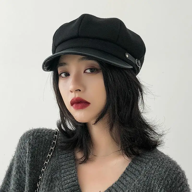 Autumn Winter Beret Hat For Women Solid Color Octagonal Cap Adjustable Buckle Wool Berets Warm Women Artist Painter Caps
Autumn Winter Beret Hat For Women Solid Color Octagonal Cap Adjustable Buckle Wool Berets Warm Women Artist Painter Caps