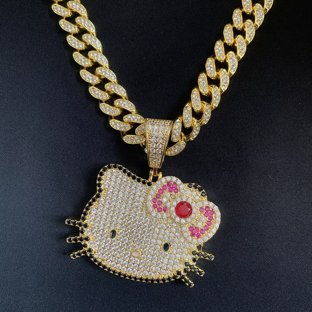Kawaii Hello Kitty Diamond Necklace, Anime Pendant Necklace, Men's and Women's Fashion Accessories Cuban Chain, Exquisite
Kawaii Hello Kitty Diamond Necklace, Anime Pendant Necklace, Men's and Women's Fashion Accessories Cuban Chain, Exquisite