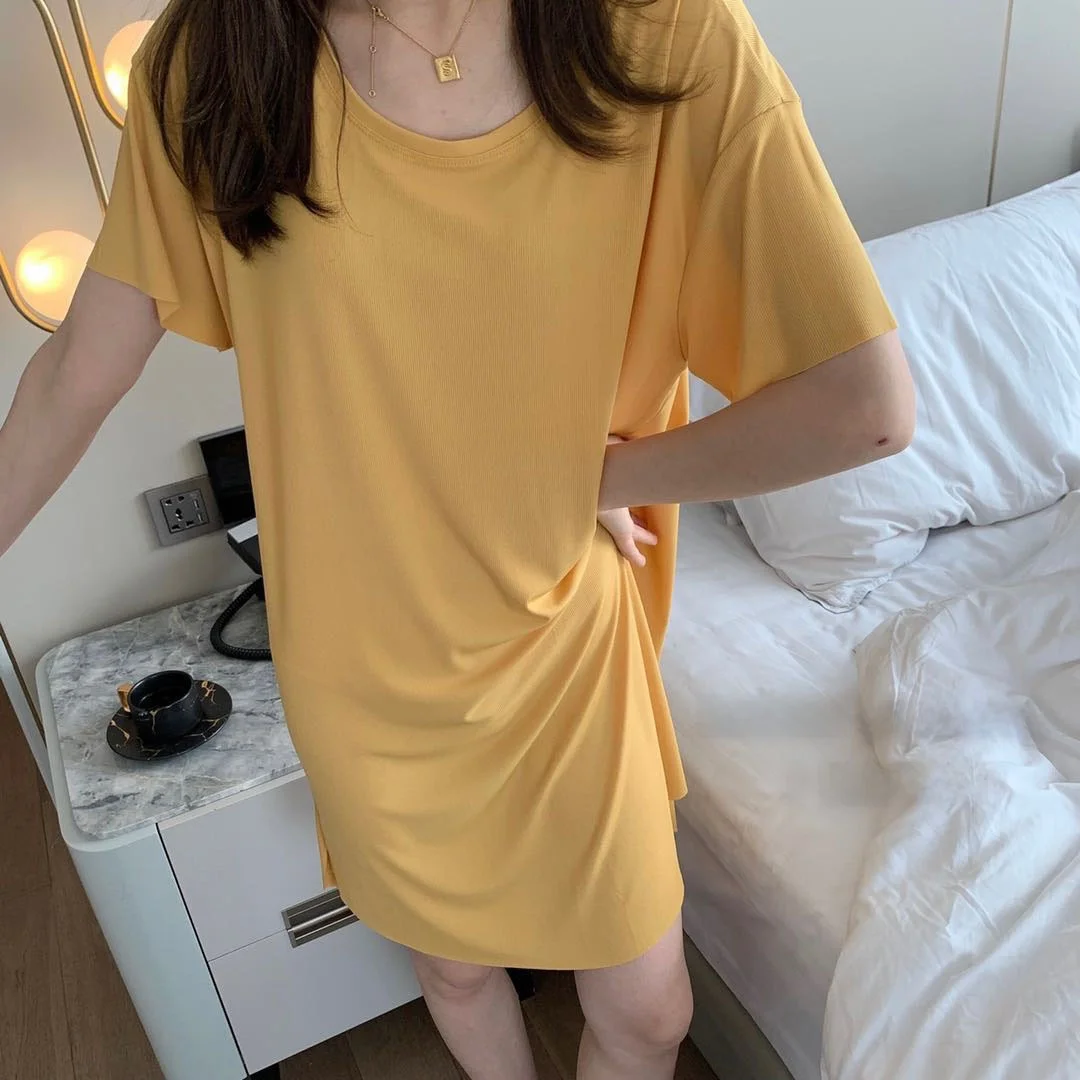 Ice Silk Cool Dress Loose Comfortable Mid-Length Short-Sleeve round Neck Home Wear Sleepwear for Women Summer New Style Pure ...
Ice Silk Cool Dress Loose Comfortable Mid-Length Short-Sleeve round Neck Home Wear Sleepwear for Women Summer New Style Pure ...