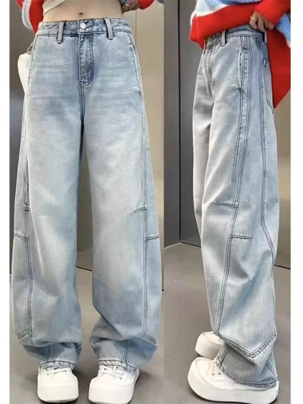 Широкие джинсы с высокой талией, женские свободные джинсовые брюки прямого кроя, осенние новые брюки для женщин больших размеров
Широкие джинсы с высокой талией, женские свободные джинсовые брюки прямого кроя, осенние новые брюки для женщин больших размеров