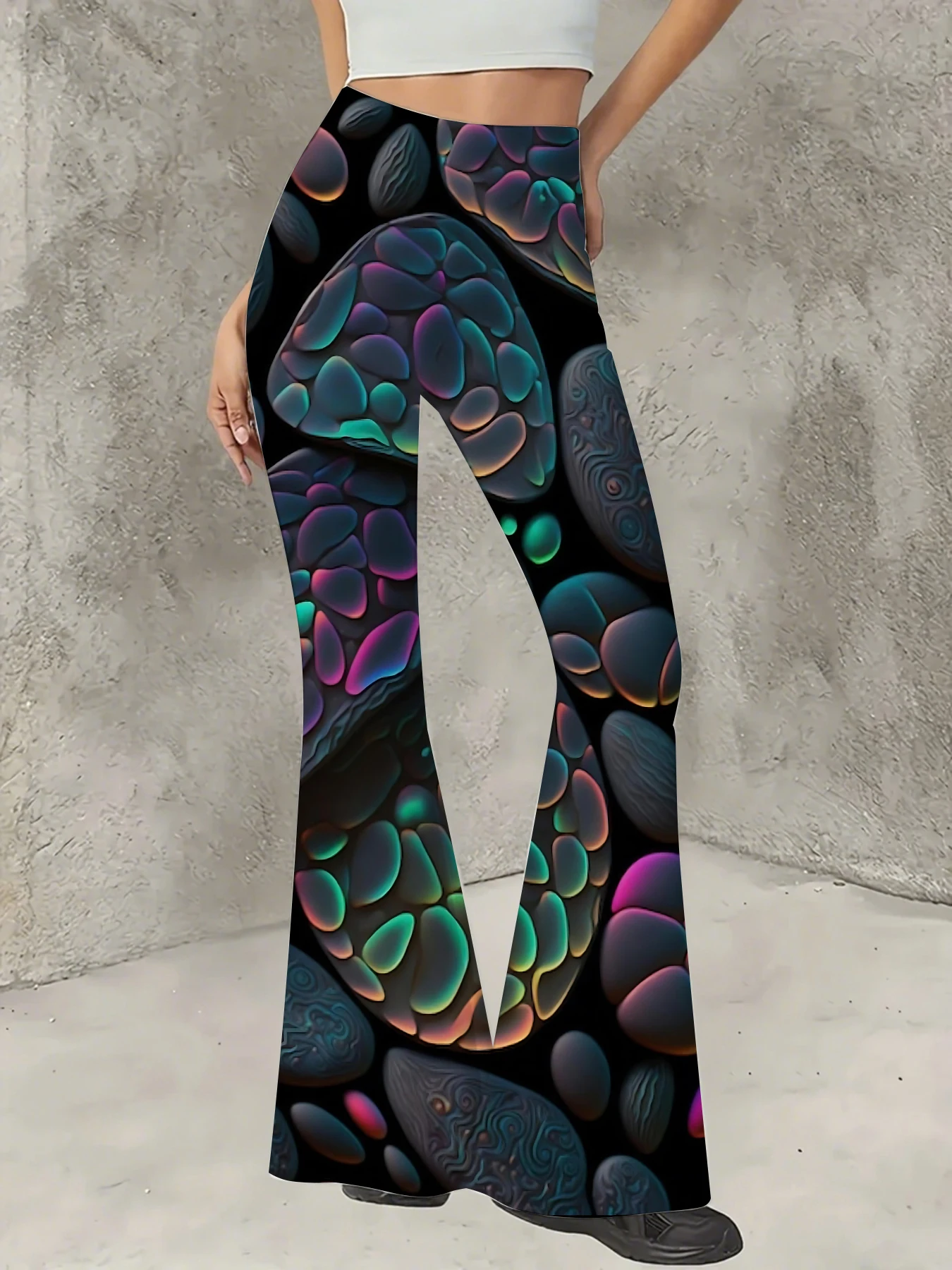 Y2K Graphic Print Flare Pants Women High Waist Knit Bell Bottom Trousers
Y2K Graphic Print Flare Pants Women High Waist Knit Bell Bottom Trousers