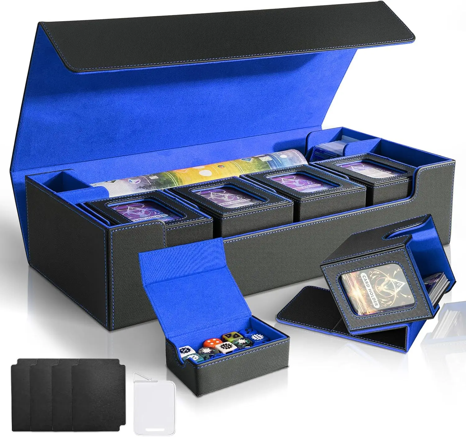 Large 6 in 1 Card Deck Box for MTG Commander with 5 TCG Deck Boxes & Dice Tray, Holds 2400+ Unsleeved Cards
Large 6 in 1 Card Deck Box for MTG Commander with 5 TCG Deck Boxes & Dice Tray, Holds 2400+ Unsleeved Cards