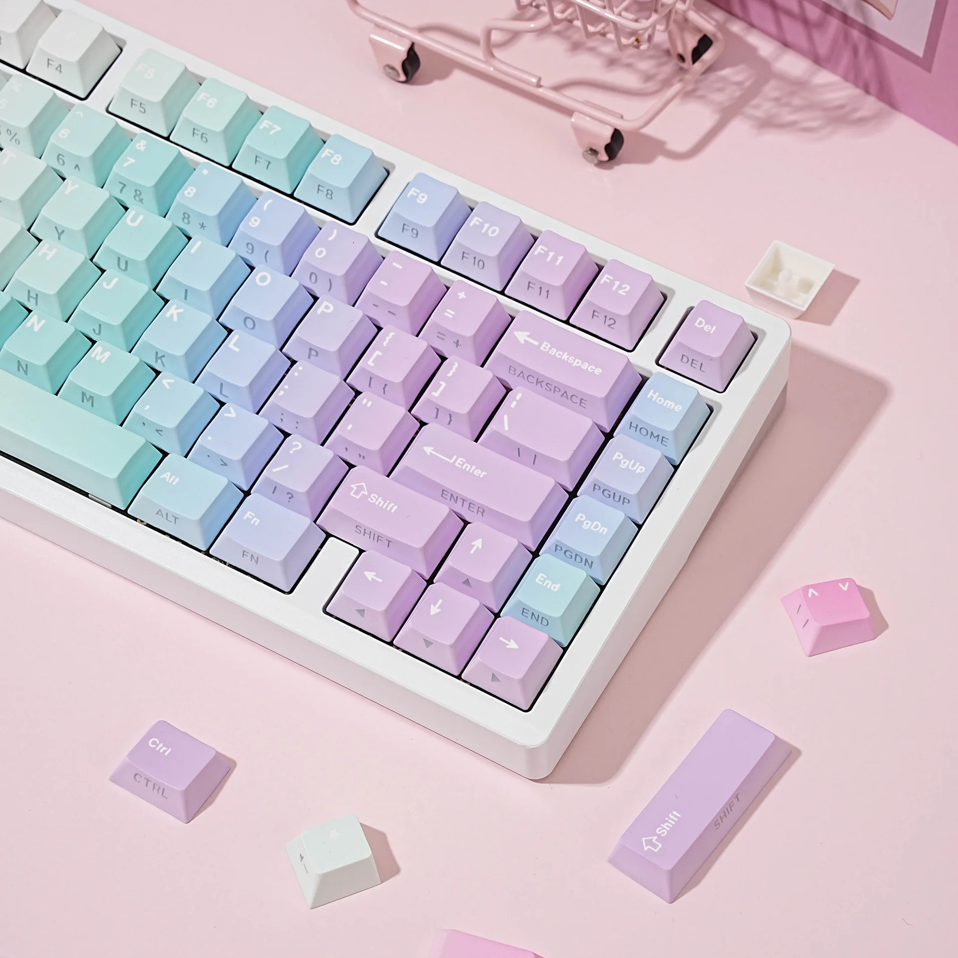 Gradual change double engraving Y2K light transmission Pbt original full set of keycaps Korean Russian European small language 5
Gradual change double engraving Y2K light transmission Pbt original full set of keycaps Korean Russian European small language 5