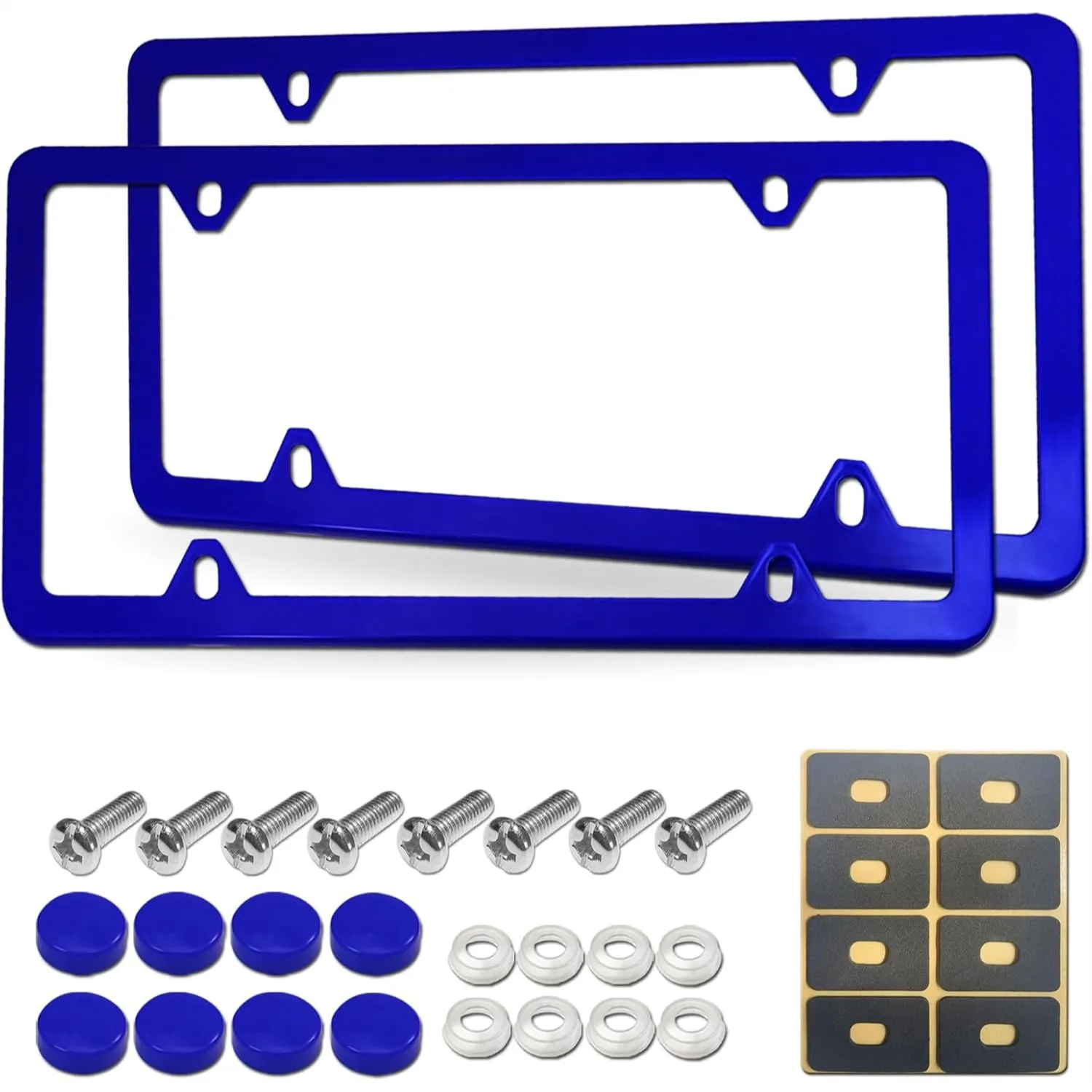 Blue Aluminum License Plate Frames, 2-Pack Slim Holders with Mounting Hardware for Cars - Secure and Stylish
Blue Aluminum License Plate Frames, 2-Pack Slim Holders with Mounting Hardware for Cars - Secure and Stylish