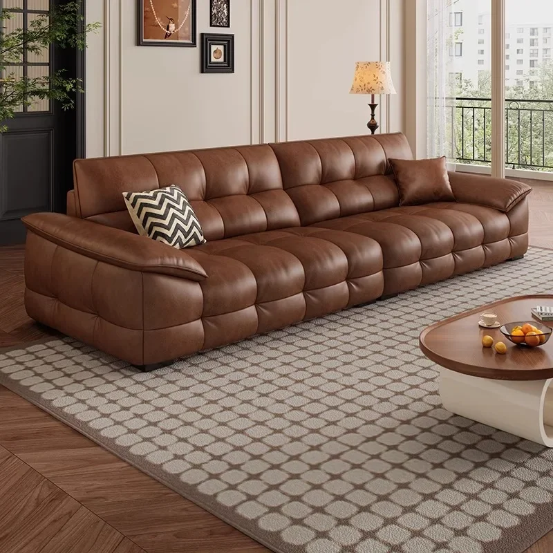 Caramel leather sofa French retro oil wax leather small apartment Italian straight row first layer cowhide antique sofa
Caramel leather sofa French retro oil wax leather small apartment Italian straight row first layer cowhide antique sofa