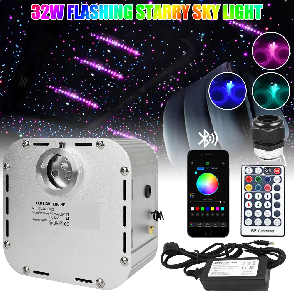 32W Twinkle Fiber Optic Star Ceiling Lights Kit RGBW Car Roof Star Light Bluetooth APP Music Control Car Starry Sky Ceiling Lamp
32W Twinkle Fiber Optic Star Ceiling Lights Kit RGBW Car Roof Star Light Bluetooth APP Music Control Car Starry Sky Ceiling Lamp