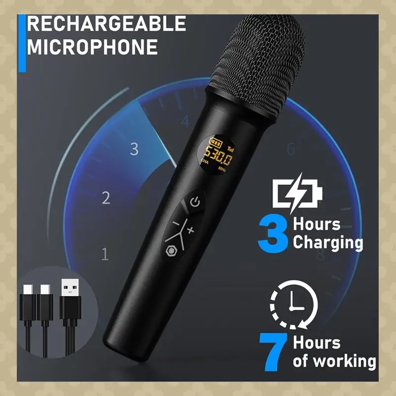 Wireless Microphone System Handheld Dynamic Microphones, Dual Wireless UHF Channels, 330Ft Range, Microphone For Karaoke Durable
Wireless Microphone System Handheld Dynamic Microphones, Dual Wireless UHF Channels, 330Ft Range, Microphone For Karaoke Durable