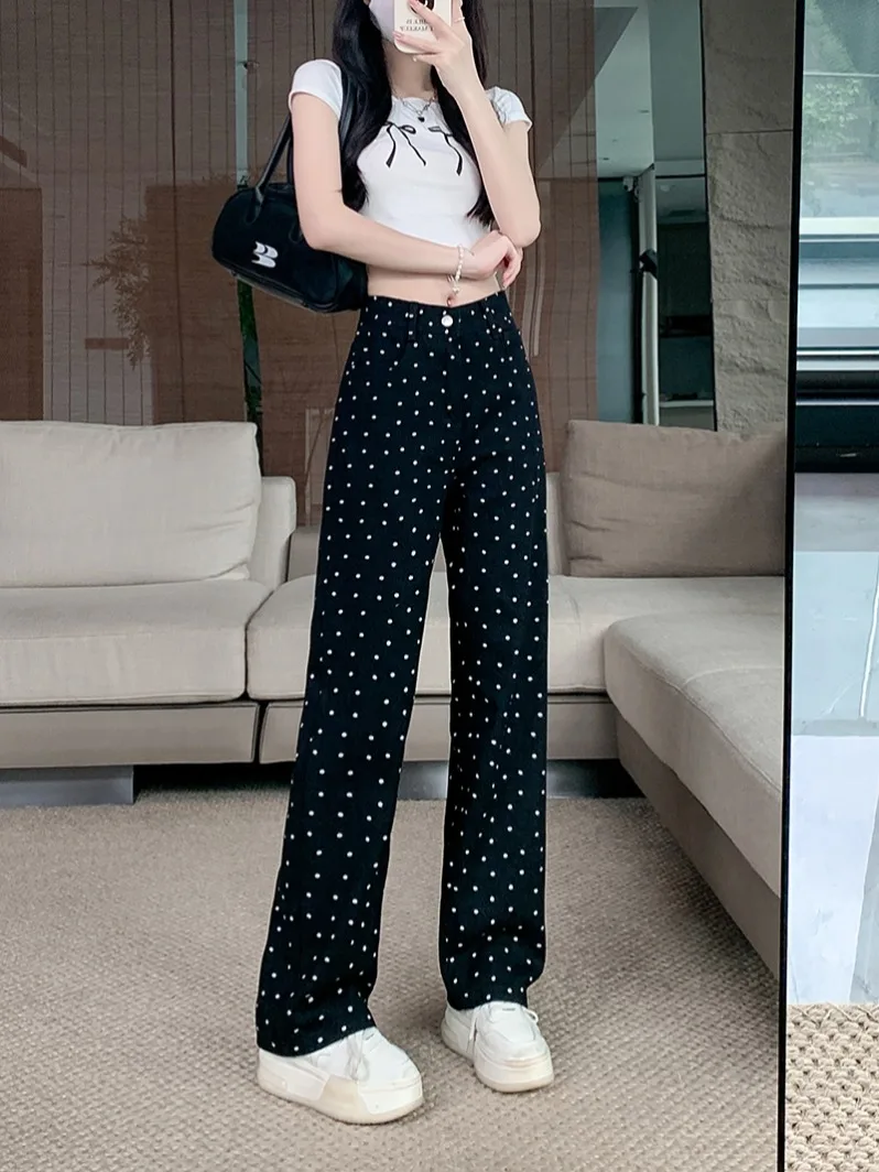 2024 Summer Design Wave Point Straight leg Jeans Women's Retro Versatile Pleated High Waist Black Wide Leg Pants Trendy
2024 Summer Design Wave Point Straight leg Jeans Women's Retro Versatile Pleated High Waist Black Wide Leg Pants Trendy