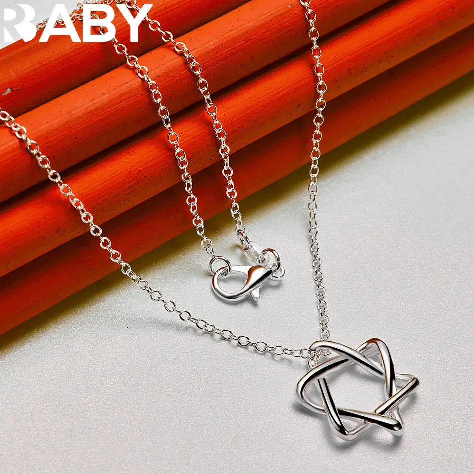 URBABY 925 Sterling Silver Hexagonal Star O Chain Pendant Necklace Suitable For Women Fashion Jewelry Charm Engagement Wedding
URBABY 925 Sterling Silver Hexagonal Star O Chain Pendant Necklace Suitable For Women Fashion Jewelry Charm Engagement Wedding