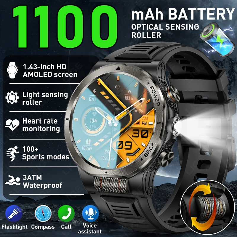 LIGE Military Smartwatch AMOLED 3ATM Waterproof Smart Watch 1100mAh Outdoor Flashlight Compass BT Call Sport Smart Watches Men
LIGE Military Smartwatch AMOLED 3ATM Waterproof Smart Watch 1100mAh Outdoor Flashlight Compass BT Call Sport Smart Watches Men