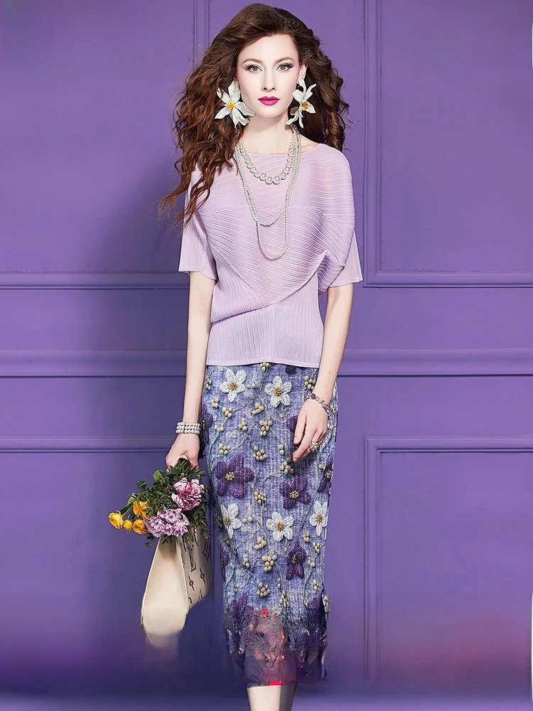Fashionable Print round Neck Slimming Top And Skirt Set for Women Summer Design Unique And Beautiful Ensemble Polyester Fiber
Fashionable Print round Neck Slimming Top And Skirt Set for Women Summer Design Unique And Beautiful Ensemble Polyester Fiber