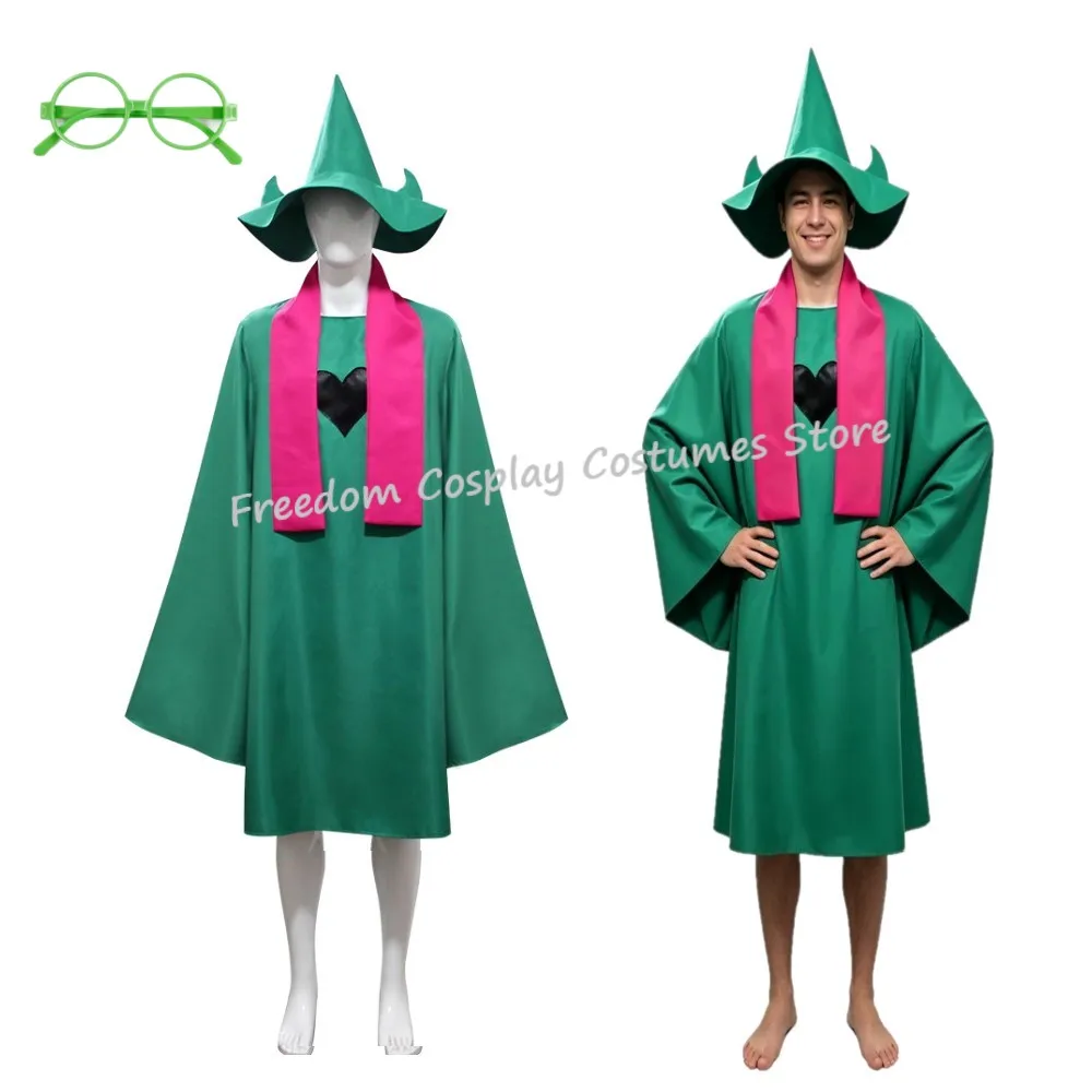 Anime Game Undertale Ralsei Cosplay Costume Green Wizard Cape Heart Emblem Pink Scarf and Witch Hat Glasses Deltarune Cosplay
Anime Game Undertale Ralsei Cosplay Costume Green Wizard Cape Heart Emblem Pink Scarf and Witch Hat Glasses Deltarune Cosplay
