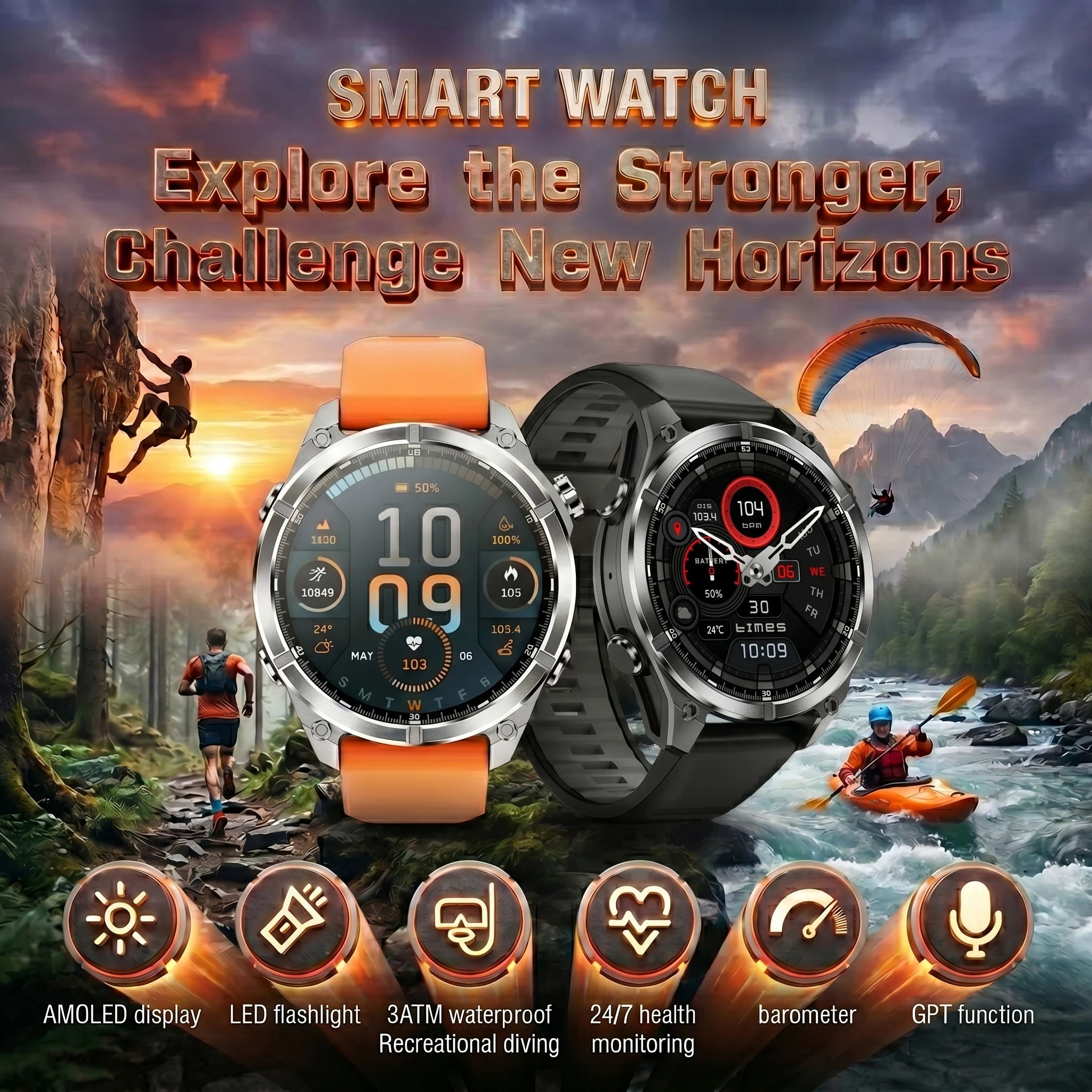 2026 HD300 Waterproof Diving Smart Watch AMOLED 5.4Bluetooth Call NFC AI GPT Smartwatch Sport Fitness Health Monitor Travel
2026 HD300 Waterproof Diving Smart Watch AMOLED 5.4Bluetooth Call NFC AI GPT Smartwatch Sport Fitness Health Monitor Travel