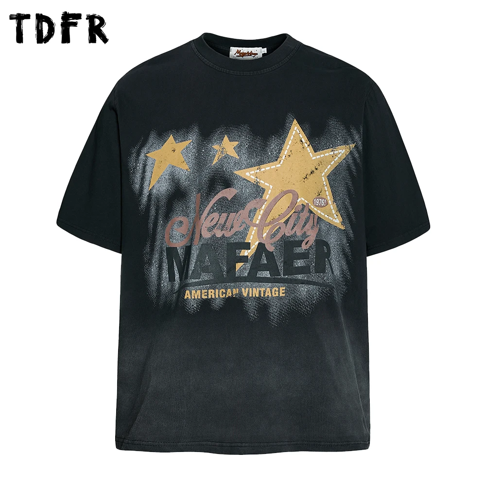 Five-pointed Star Print Short Sleeve T-shirt Mens Gradient Dyed Summer Retro Distressed Loose Crew Neck Half-Sleeve Cotton Tee
Five-pointed Star Print Short Sleeve T-shirt Mens Gradient Dyed Summer Retro Distressed Loose Crew Neck Half-Sleeve Cotton Tee