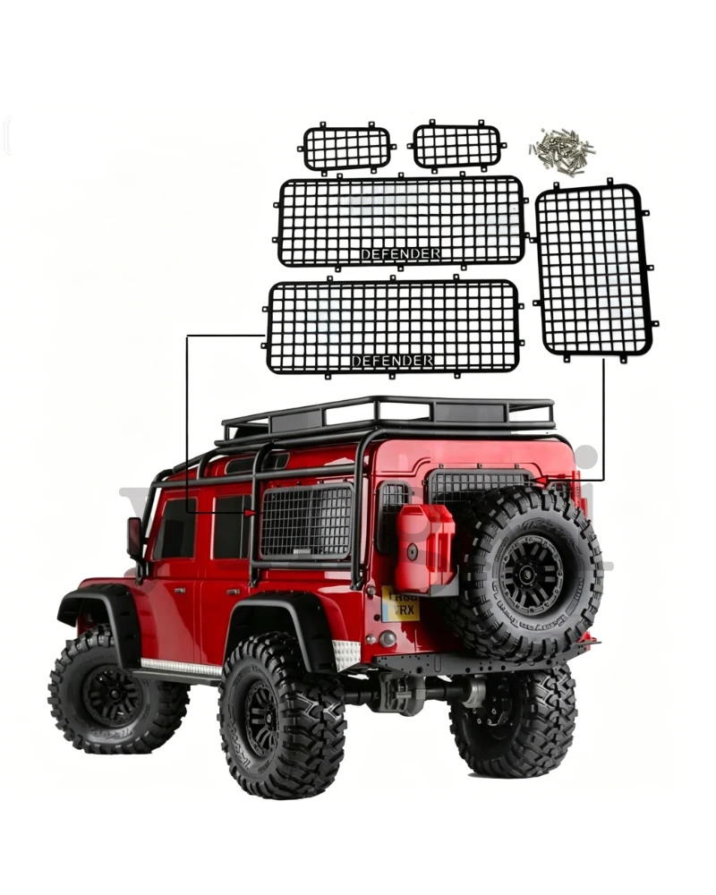 For Trax Trx4 Defender 82056-4 Metal Window Mesh Protective Net 1/10 Rc Crawler Car 5Pcs Metal Set with Screws RC Buggy Decor
For Trax Trx4 Defender 82056-4 Metal Window Mesh Protective Net 1/10 Rc Crawler Car 5Pcs Metal Set with Screws RC Buggy Decor
