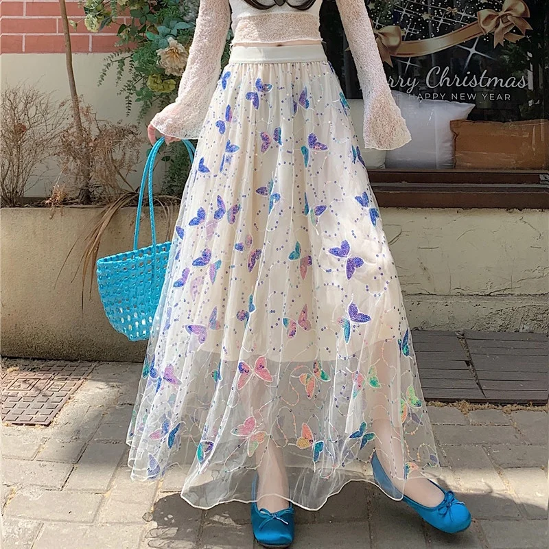 Fashion Colorblock Sequins Butterfly Mesh Skirts For Women Elegant High Waist A Line Vacation Midi Skirt Female Summer Clothes
Fashion Colorblock Sequins Butterfly Mesh Skirts For Women Elegant High Waist A Line Vacation Midi Skirt Female Summer Clothes