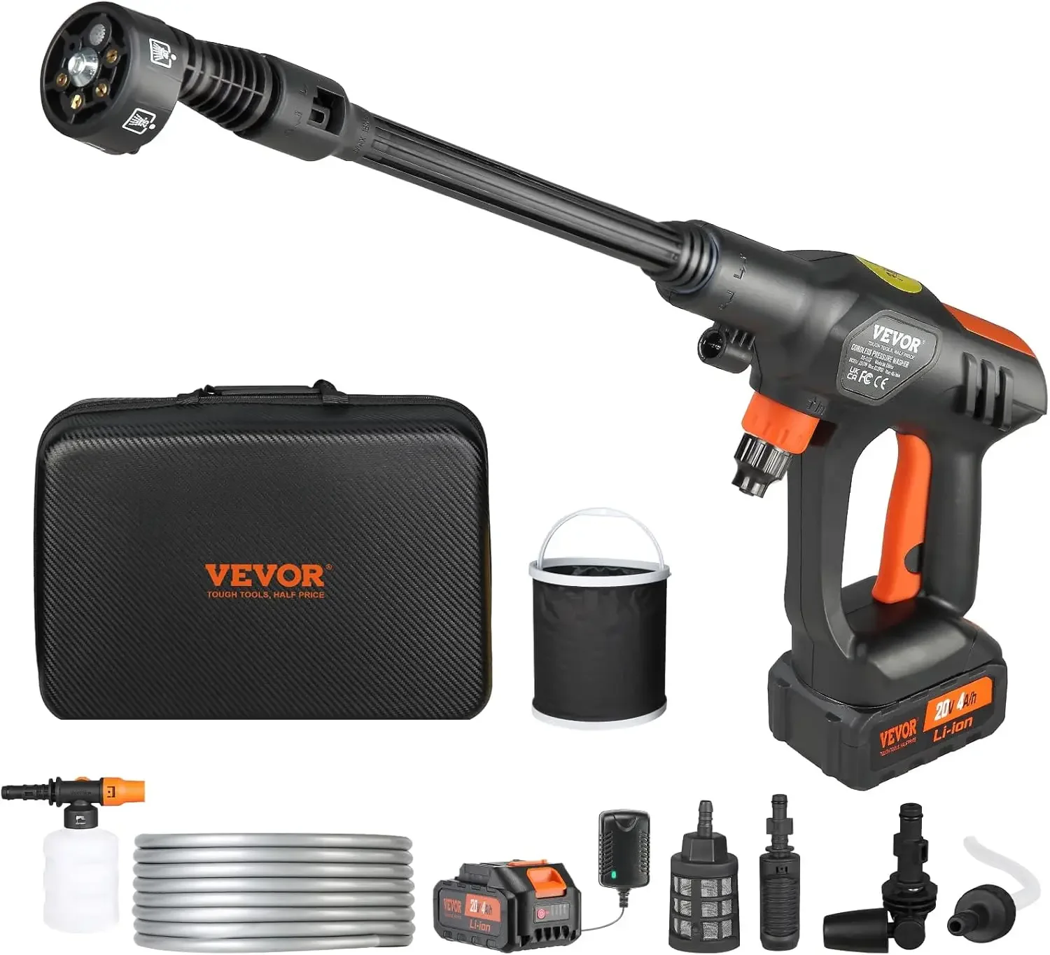 Cordless Pressure Washer, 652-PSI 1.1 GPM Portable Power Cleaner, Handheld High-Pressure Car Washer Gun with 4.0Ah Battery
Cordless Pressure Washer, 652-PSI 1.1 GPM Portable Power Cleaner, Handheld High-Pressure Car Washer Gun with 4.0Ah Battery