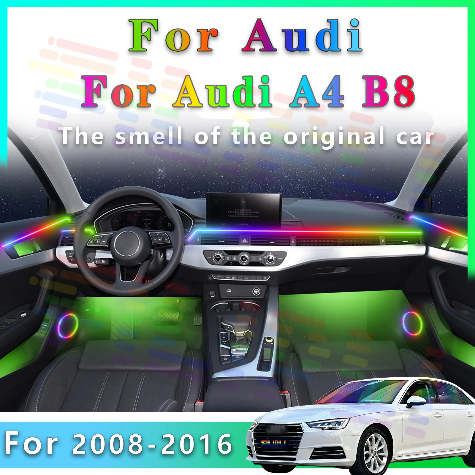 FILIPLI For Audi A4 B8 LED 64Color RGB Symphony Interior Light Strip for Car Interior Decoration - Enhance Driving Experience
FILIPLI For Audi A4 B8 LED 64Color RGB Symphony Interior Light Strip for Car Interior Decoration - Enhance Driving Experience