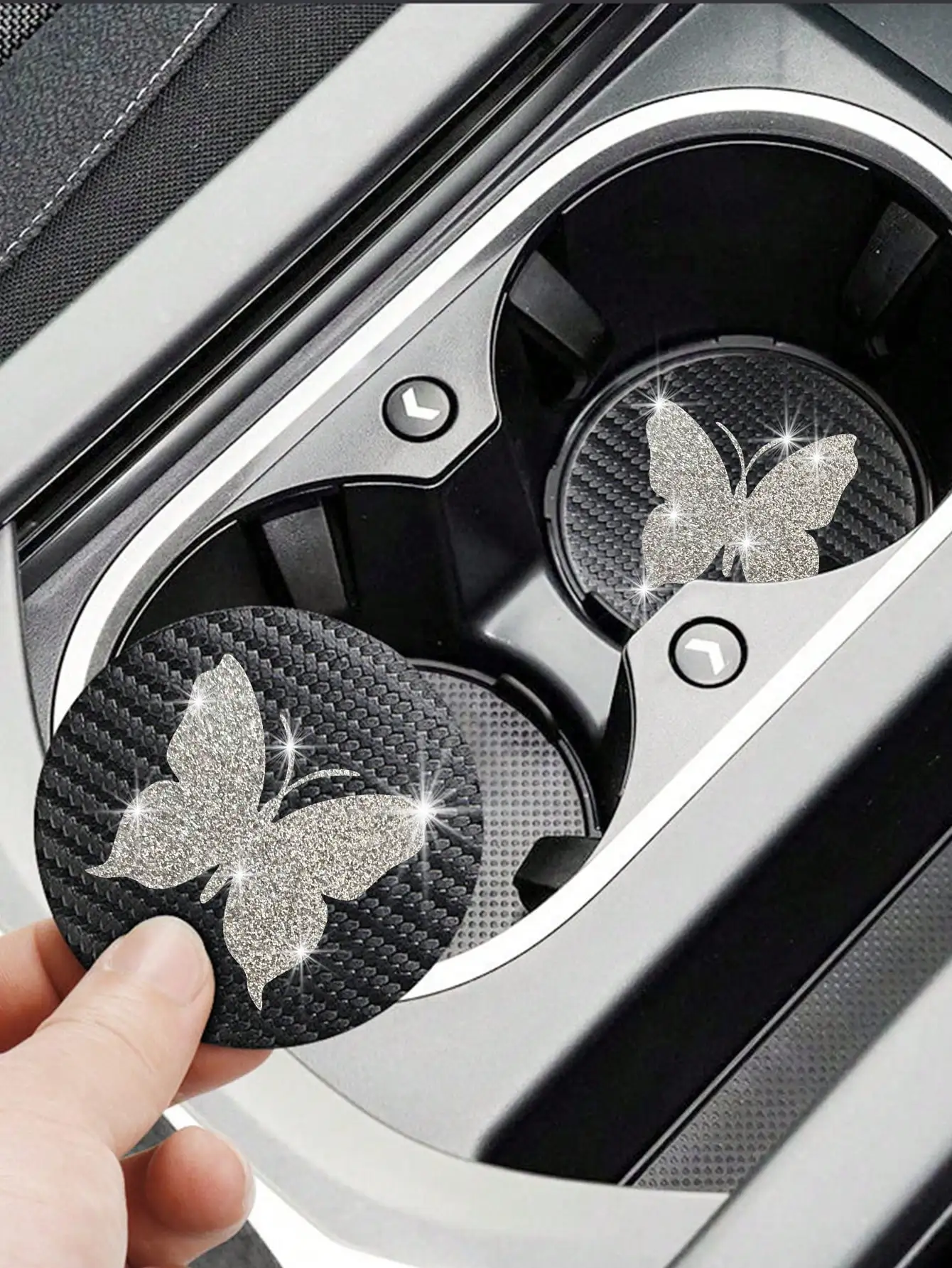 Bing Sparkling Diamond Butterfly Pattern Carbon Fiber Texture Stylish Coaster Set of 2
Bing Sparkling Diamond Butterfly Pattern Carbon Fiber Texture Stylish Coaster Set of 2