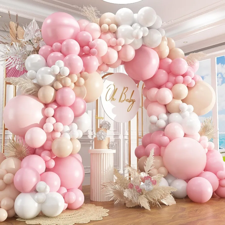 412Pcs Pink Balloon Arch Garland Kit with 18 12 10 5 Inch Pink White and Nude Balloons for Birthday Shower Princess Theme Party
412Pcs Pink Balloon Arch Garland Kit with 18 12 10 5 Inch Pink White and Nude Balloons for Birthday Shower Princess Theme Party