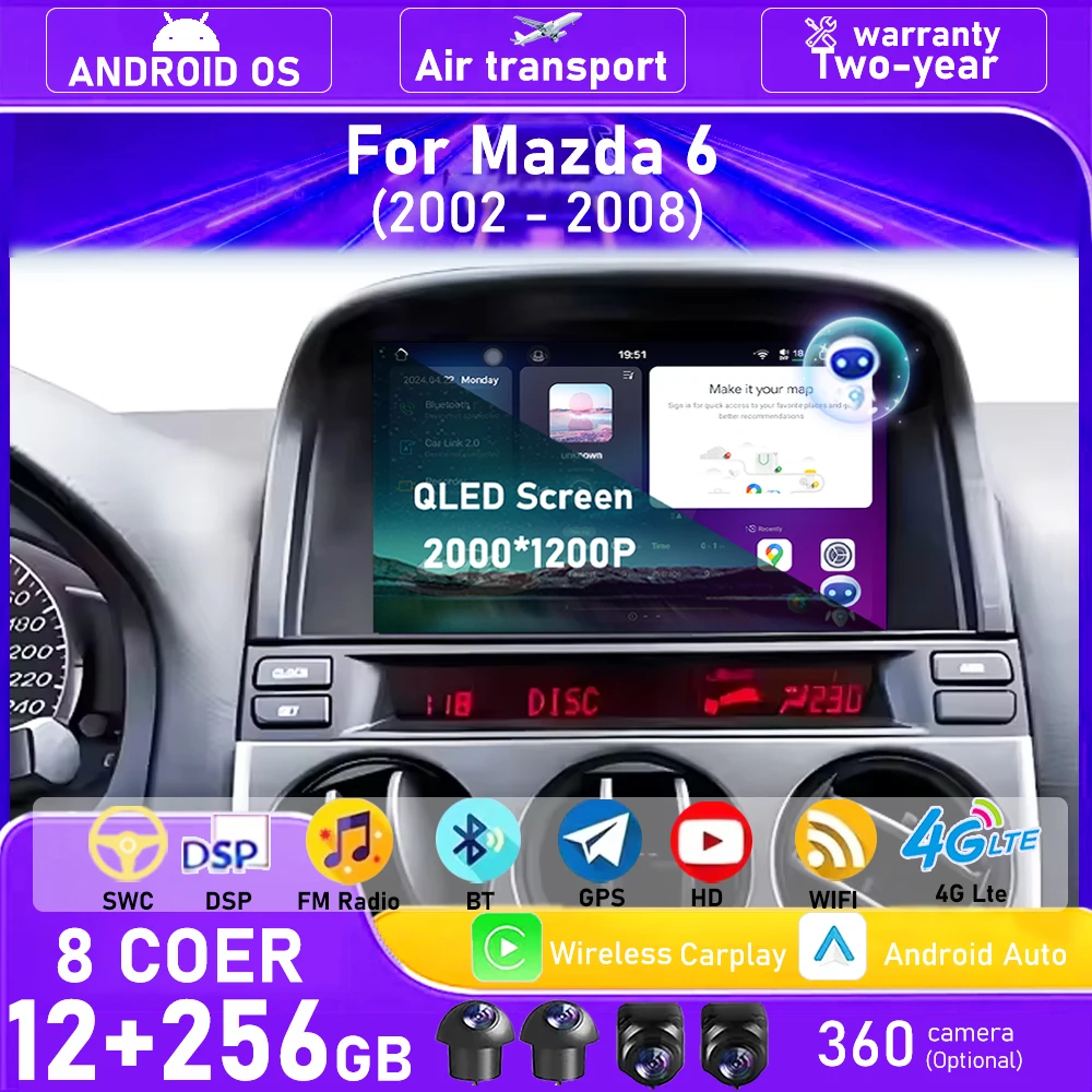 9'' Car Radio Multimedia Video Player GPS Navigation Tools For Mazda 6 2002-2008 Android Auto Carplay BT DSP Head Unit 4G WIFI
9'' Car Radio Multimedia Video Player GPS Navigation Tools For Mazda 6 2002-2008 Android Auto Carplay BT DSP Head Unit 4G WIFI