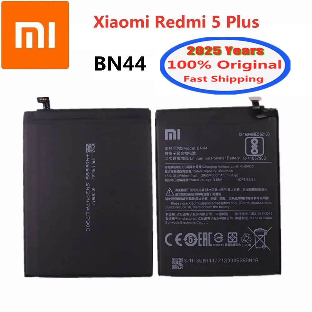 2025 Years High Quality Xiao mi Original Battery BN44 For Xiaomi Redmi 5 Plus 5Plus 4000mAh Mobile Phone Battery Bateria
2025 Years High Quality Xiao mi Original Battery BN44 For Xiaomi Redmi 5 Plus 5Plus 4000mAh Mobile Phone Battery Bateria