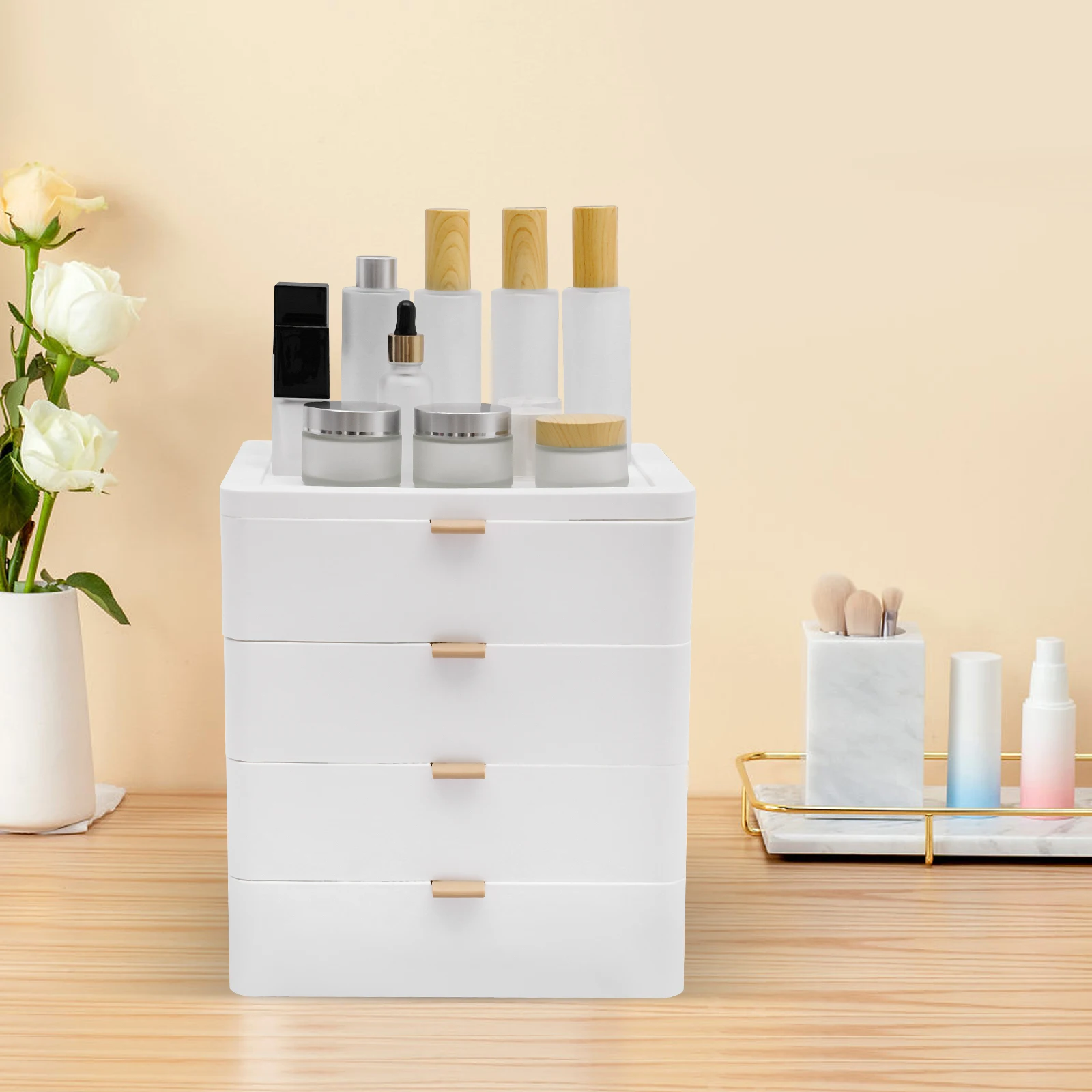 Elegant White PP 4-Drawer Desktop Organizer w/ Top Platform –Space-Saving, Durable, Stylish, Easy-Clean, Home & Office Essential
Elegant White PP 4-Drawer Desktop Organizer w/ Top Platform –Space-Saving, Durable, Stylish, Easy-Clean, Home & Office Essential