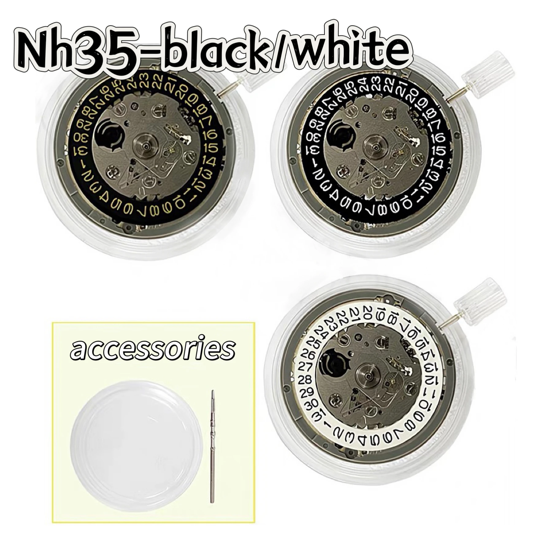 Genuine NH35 Movement Japan Automatic Watch Movement NH35A 24 Jewels High Accuracy Black/Gold Date Mod Watch Replacement Parts
Genuine NH35 Movement Japan Automatic Watch Movement NH35A 24 Jewels High Accuracy Black/Gold Date Mod Watch Replacement Parts