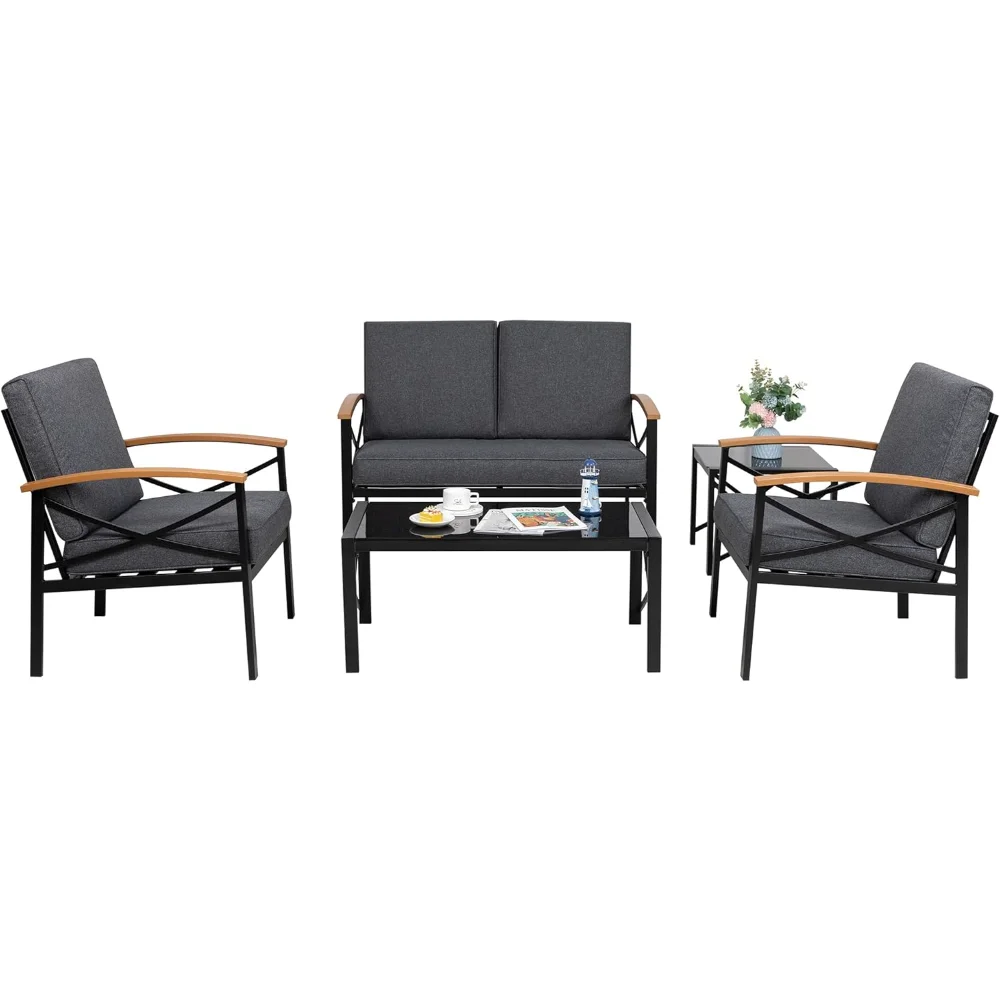 5-Piece Outdoor Metal Patio Furniture Set with Coffee Table, Outdoor Metal Furniture Patio Parlor Set for Patio,Backyard,Balcony
5-Piece Outdoor Metal Patio Furniture Set with Coffee Table, Outdoor Metal Furniture Patio Parlor Set for Patio,Backyard,Balcony
